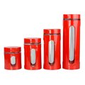 Hds Trading 4 Piece Essence Collection Stainless Steel Canister Set, Red ZOR95962